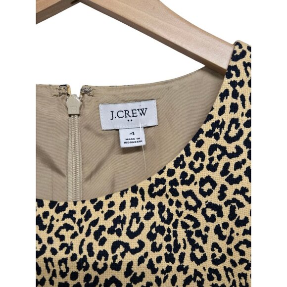 J Crew Womens Size 4 Leopard Print Sleeveless Sheath Dress Minimalist Classic - Picture 5 of 7